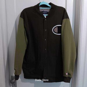 Men's Champion Varsity Jacket - 8 Snaps - Dark Green & Olive Green - XXL - *EUC*